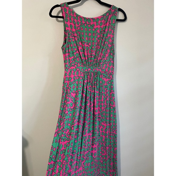 Boden Sleeveless‎ Empire Waist Maxi Dress Pink Green Floral Mod Print US 6R - Picture 3 of 13